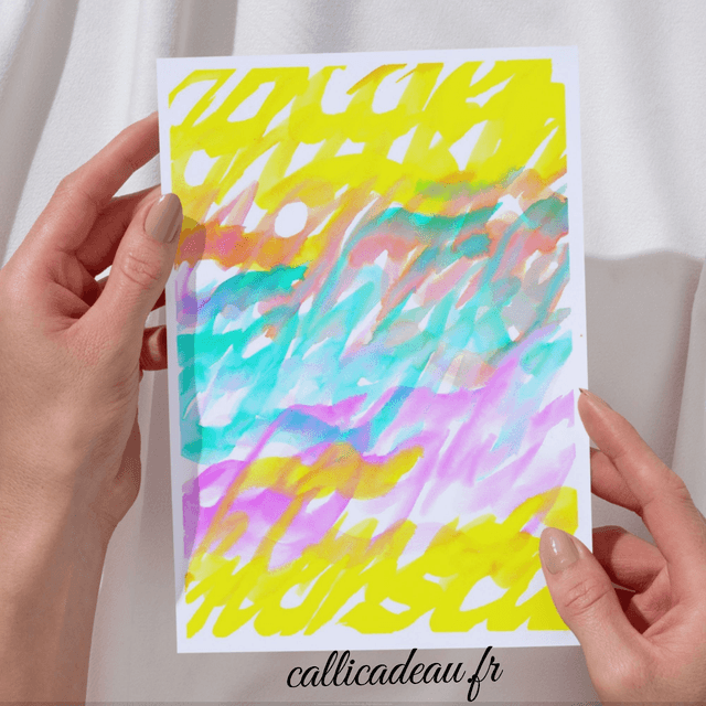 Calligraphie Alphabet Arc-en-Ciel | Carte Imprimée