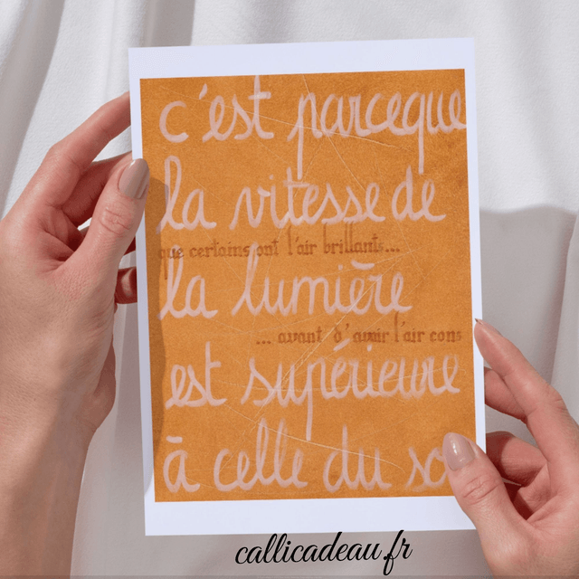 Calligraphie La Vitesse de la Lumière | Carte Imprimée