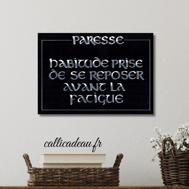 Calligraphie Paresse | Affiche Fait Main