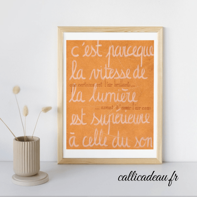 Calligraphie La Vitesse de la Lumière | Affiche Imprimée